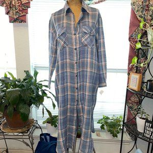 NWT $120 KYLA SEO by CAITE Cornflower Blue Plaid Jasper Shirt Dress M